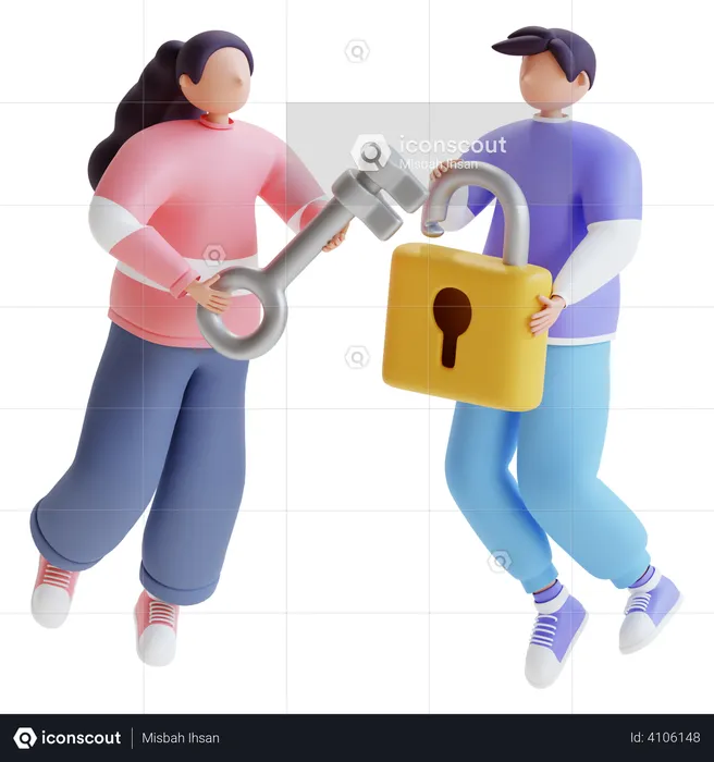 People using security mechanism  3D Illustration