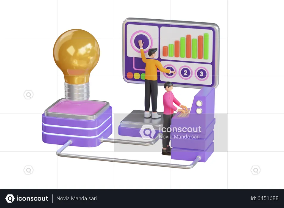 People work in a team and achieve the goal  3D Illustration