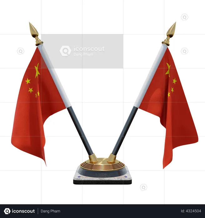 Peoples Republic of China Double Desk Flag Stand Flag 3D Flag
