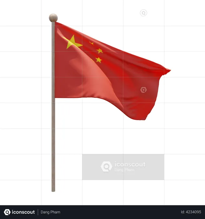 Peoples Republic of China Flag Pole  3D Illustration