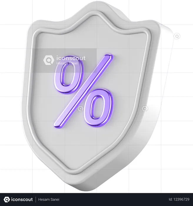 Percent Shield  3D Icon