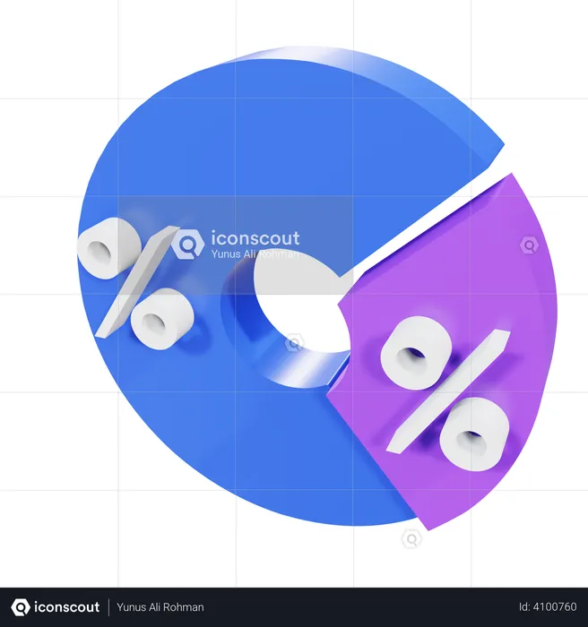 Percentage Pie chart  3D Illustration