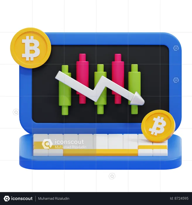 Perda comercial de Bitcoin  3D Icon