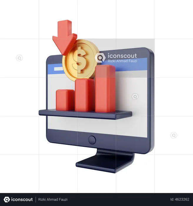 Pérdida financiera en línea  3D Illustration