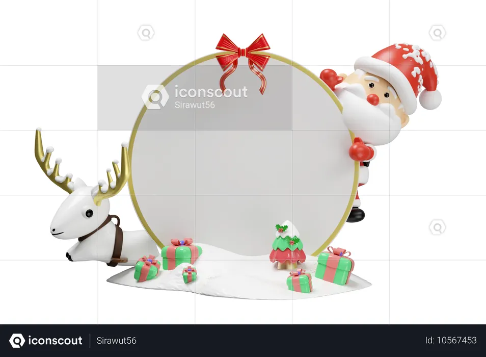 Père Noël avec bannière en rouleau  3D Icon