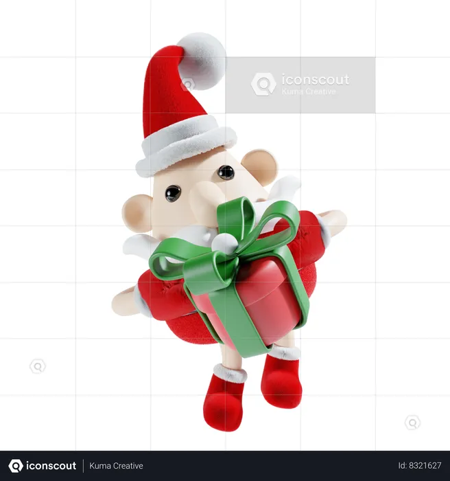 Père noël avec cadeau  3D Illustration