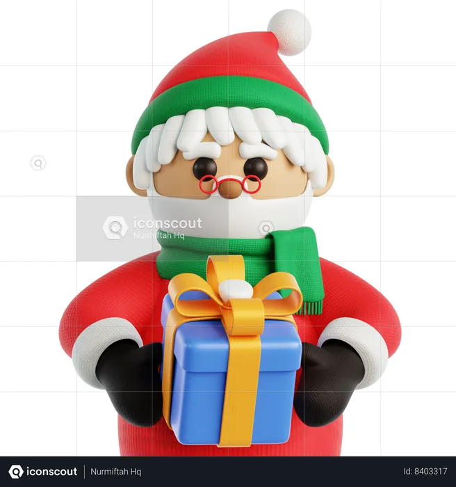 Père noël avec cadeau  3D Icon