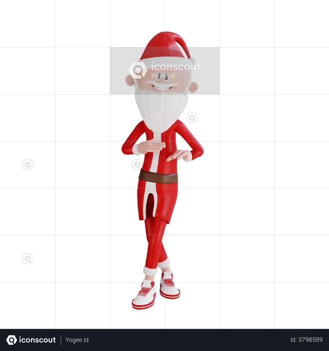 Père Noël debout avec les jambes croisées  3D Illustration