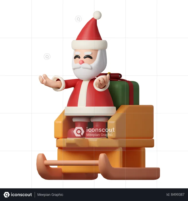 Père Noël sur un traîneau  3D Icon