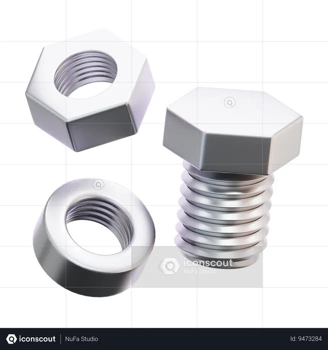 Tornillo y tuerca  3D Icon