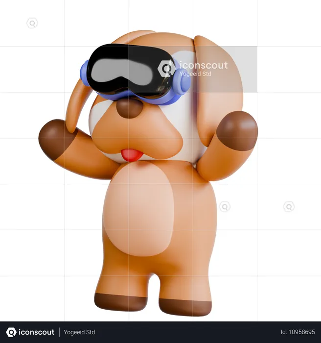 Perro usando gafas de realidad virtual  3D Illustration