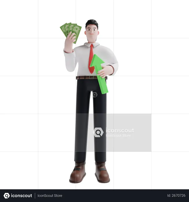 Person holding currency  3D Illustration