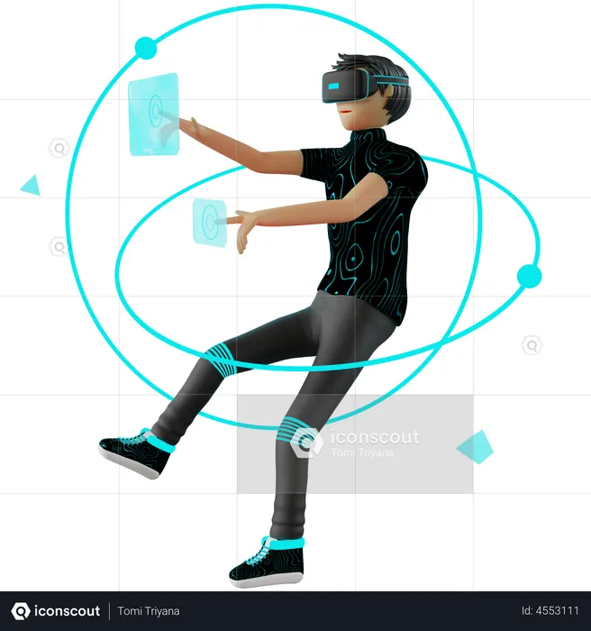 Persona de negocios trabajando en metaverso  3D Icon
