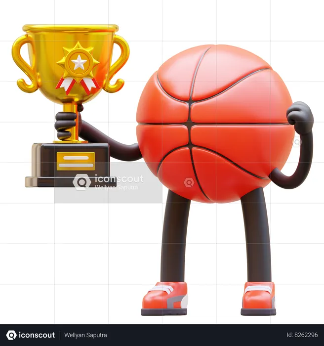 Troféu de posse de personagem de basquete  3D Illustration