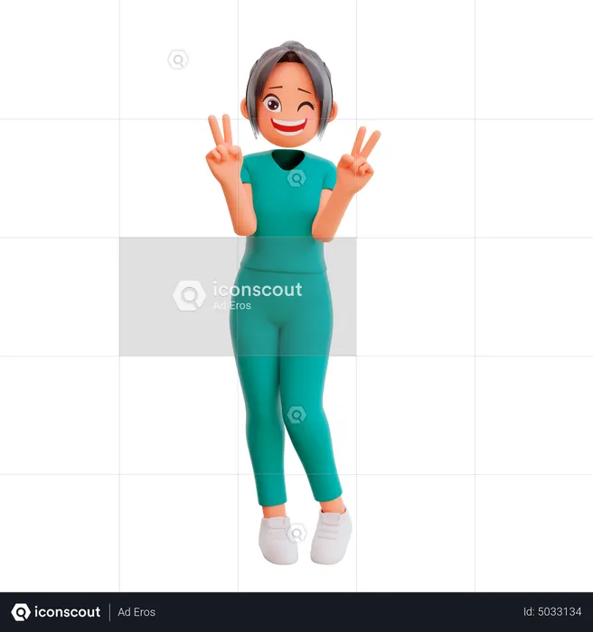 Personagem fofa de enfermeira  3D Illustration