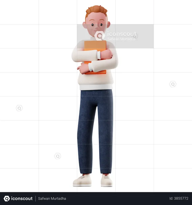 Personagem masculino segurando um livro  3D Illustration