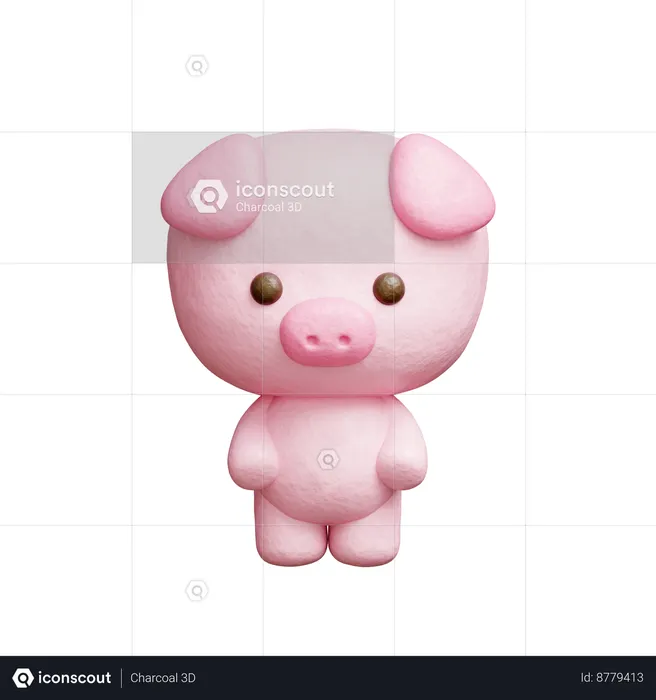 Personagem de porco fofo  3D Icon