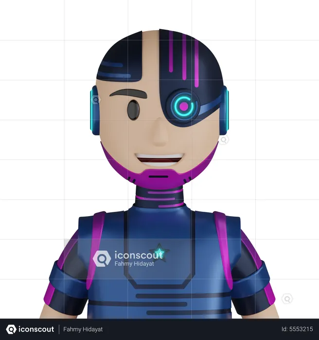 Personagem Robô Ciborgue  3D Icon