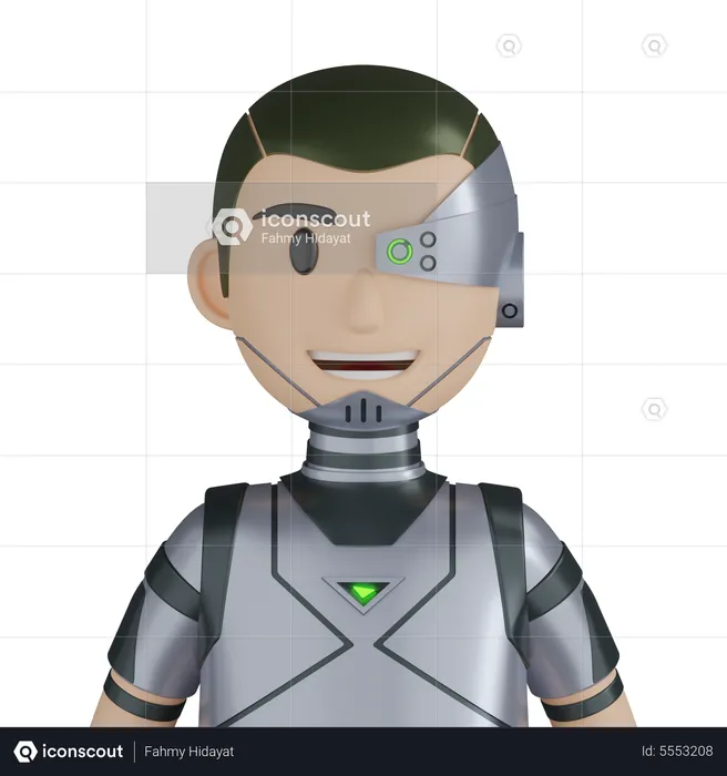 Personagem Robô Ciborgue  3D Icon