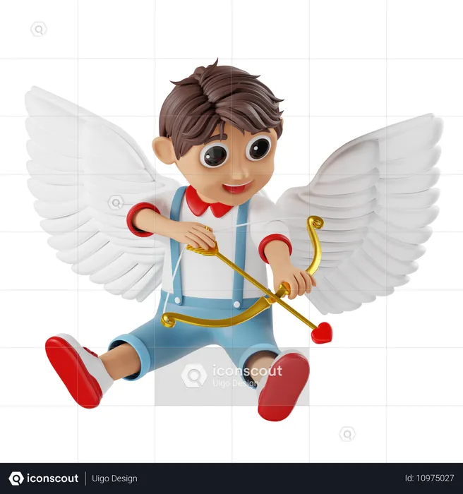 Personaje de niño cupido de san valentín  3D Illustration