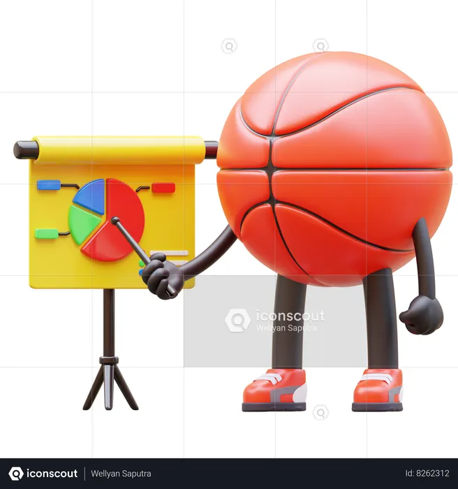 Personnage de basket-ball faisant une présentation  3D Illustration