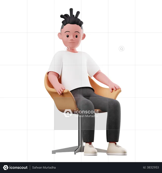 Personnage masculin avec pose assise  3D Illustration