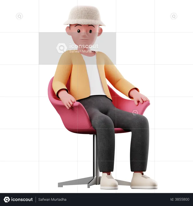 Personnage masculin avec pose assise  3D Illustration