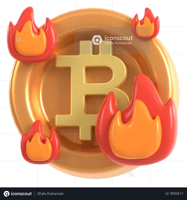 Bitcoin brûlant  3D Icon