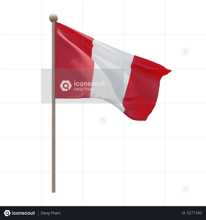 Peru Flagpole Flag 3D Icon