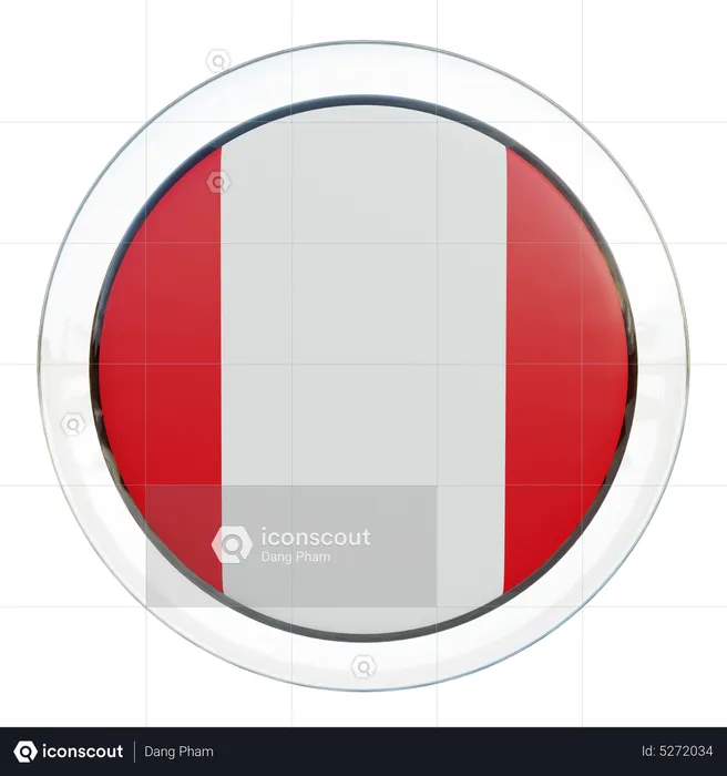 Peru Round Flag Flag 3D Icon