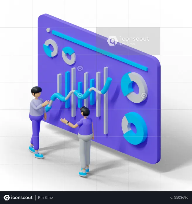 Pessoas de negócios fazendo análise de dados  3D Illustration