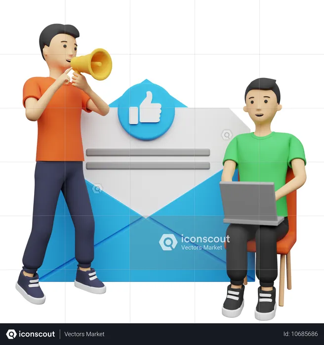 Pessoas de negócios fazendo marketing por e-mail  3D Illustration