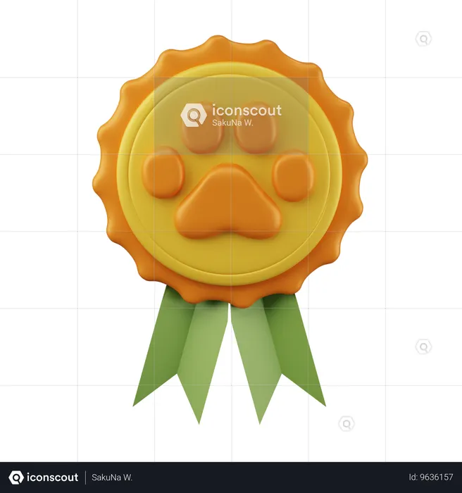 Pet paw badge  3D Icon