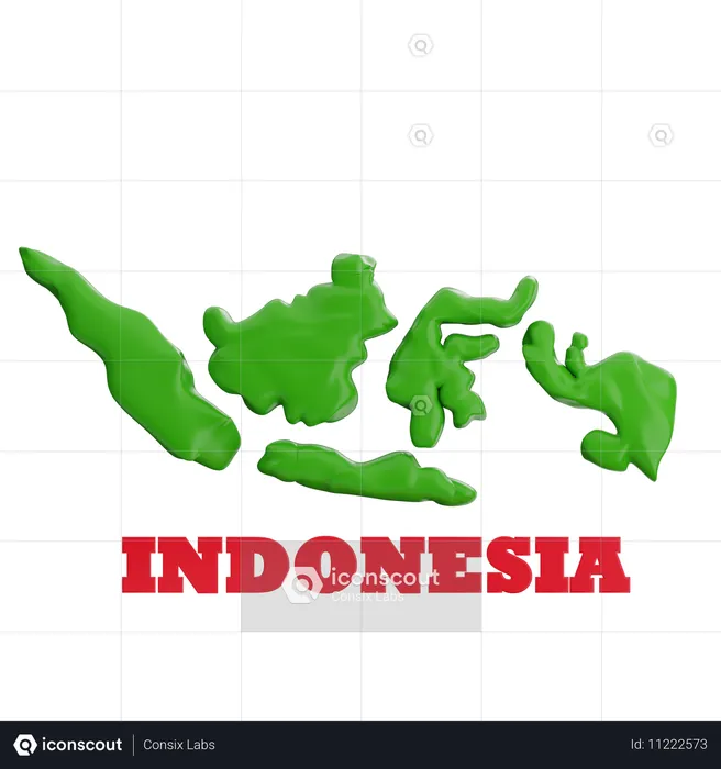 インドネシアの地図  3D Icon