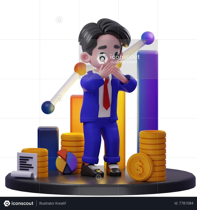 Conseiller financier effrayé  3D Icon