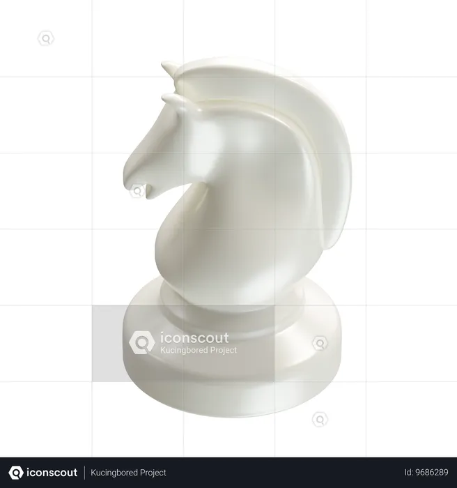 Pferd schachfigur weiß  3D Icon