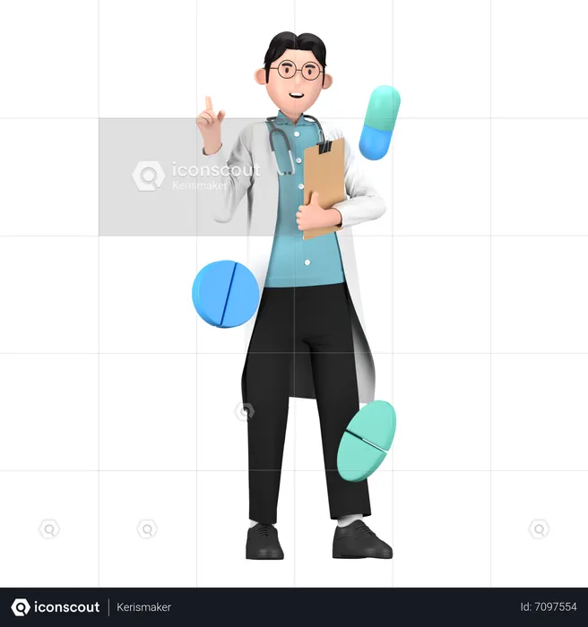 Pharmacist Man With Medicine  3D Icon