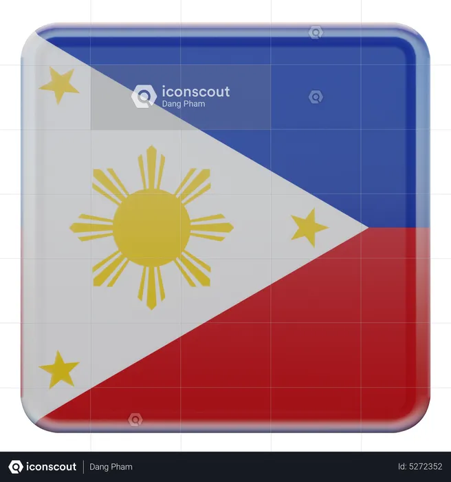 Quadratische Flagge der Philippinen Flag 3D Icon