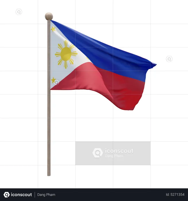 Philippines Flagpole Flag 3D Icon