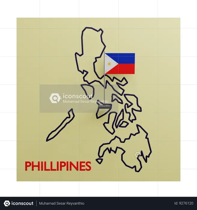 Phillipines Map Flag 3D Icon