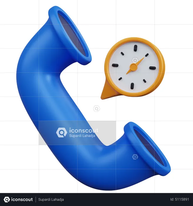 Phone Call With Clock  3D Icon