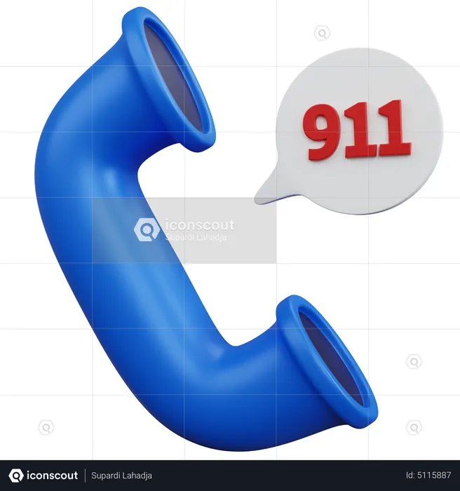 Phone Call With The Words 911  3D Icon