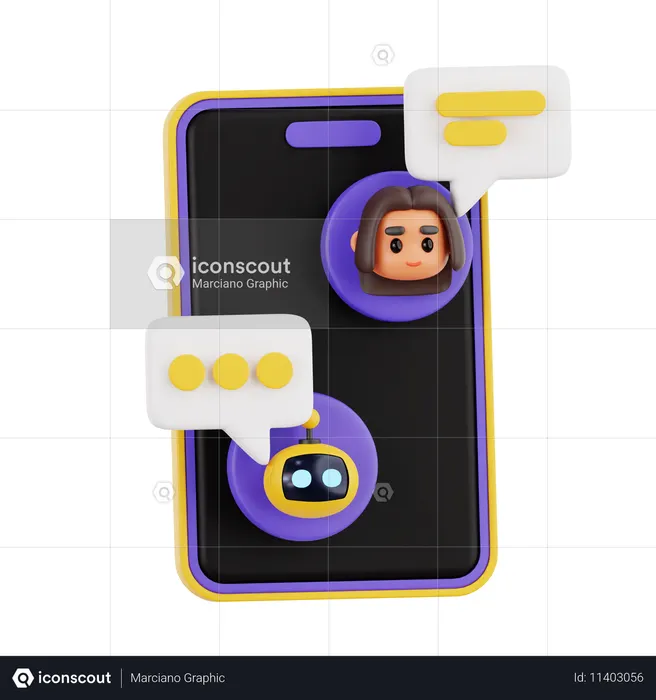 Phone Chatbot  3D Icon