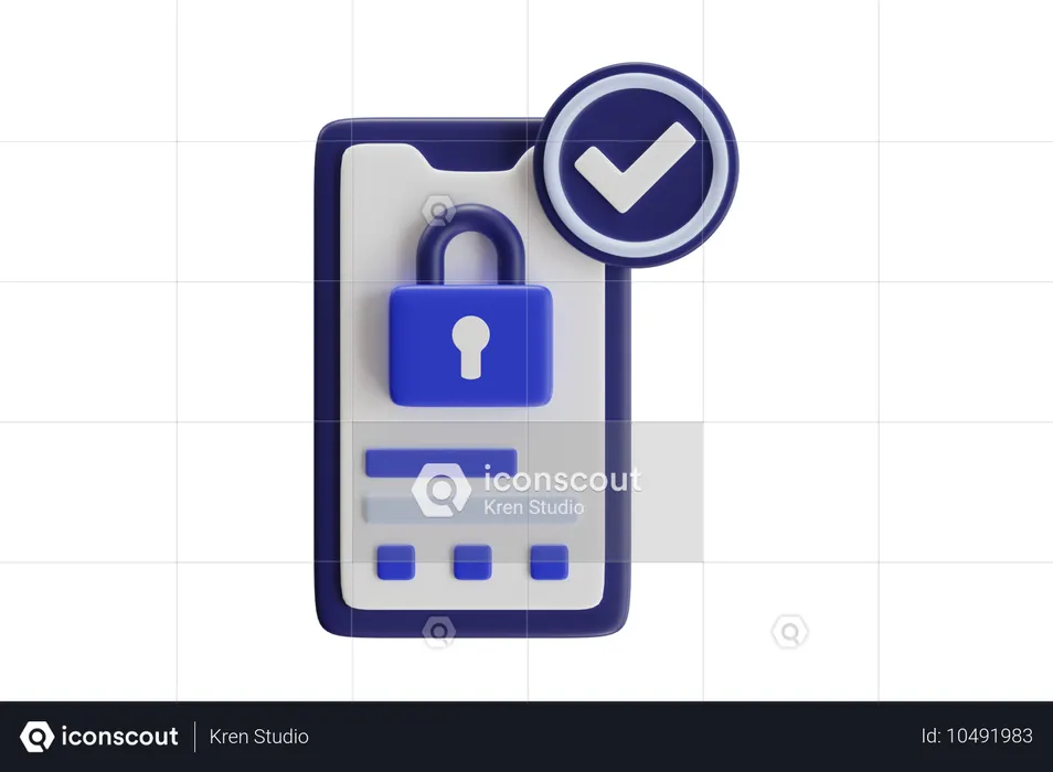 Phone Lock Checked  3D Icon