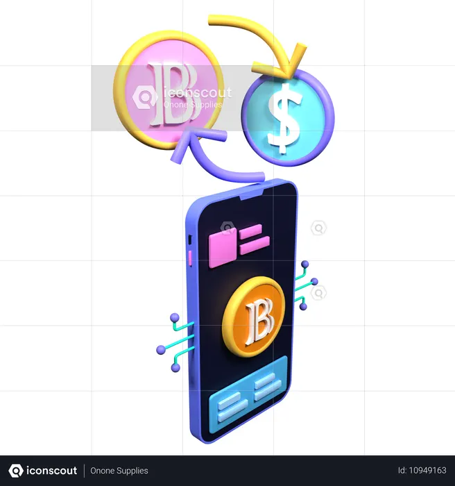 Phone Trade Crypto  3D Icon