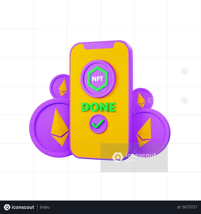 Phone With Nft Application  3D Icon