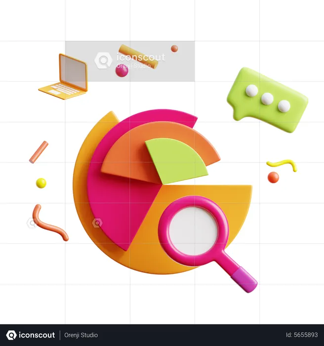 Pie Chart Analysis  3D Icon