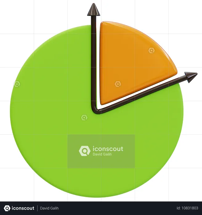 Pie Chart With Orange Segment  3D Icon
