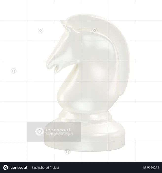 Pièce d'échecs cheval blanc  3D Icon