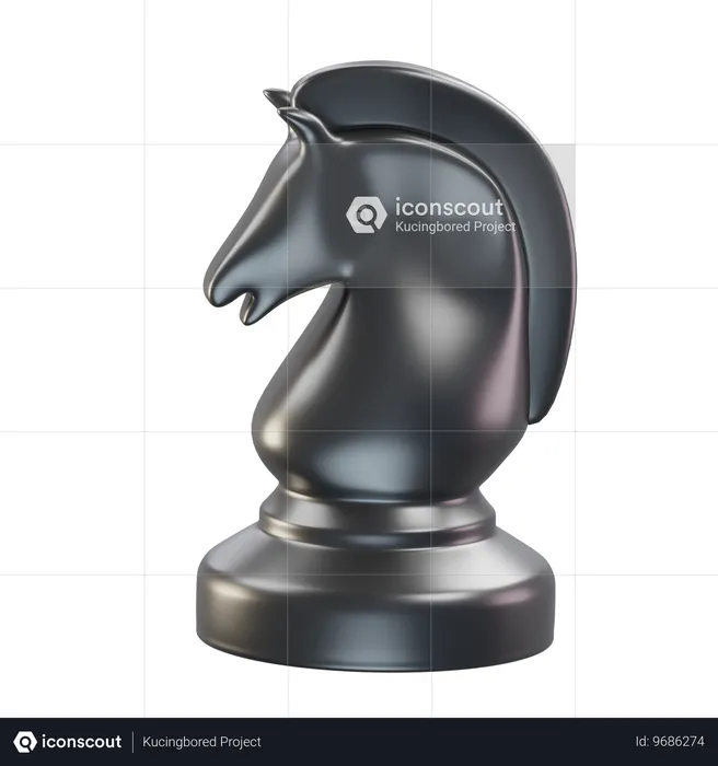 Pièce d'échecs cheval noir  3D Icon